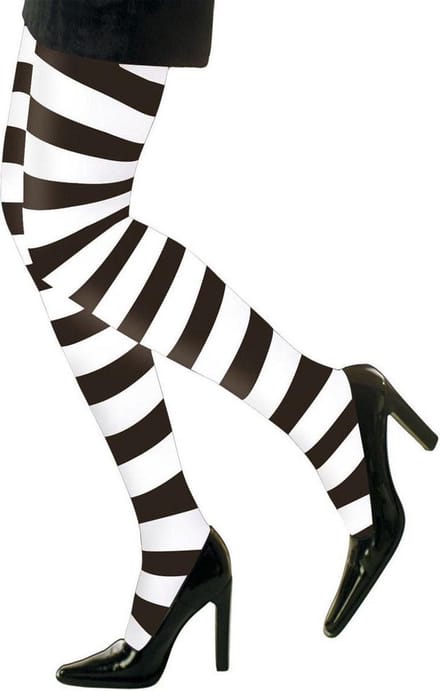 panty neon zwart-wit gestreept