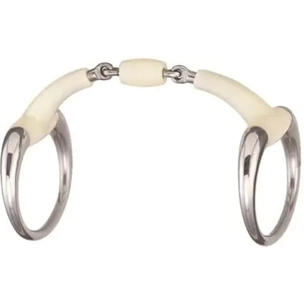 Olijfbit voor paarden ronde ring dubbele koppeling + roller Soyo Happy mouth