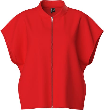 Pieces Lounge vest met rits - Zip sweat vest - Rood / S