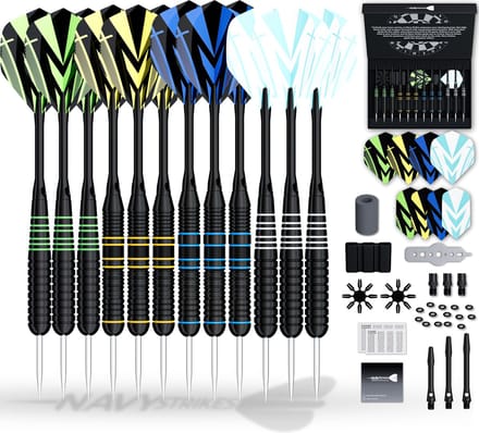 Navy Strikes Dartpijlen Set - 23 24 25 Gram - 12 Darts - 2 Soorten Grip - 108 Delige Dartset