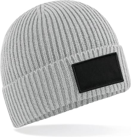 Beechfield Trendy muts met patch B442R - Light Grey / Black - One size