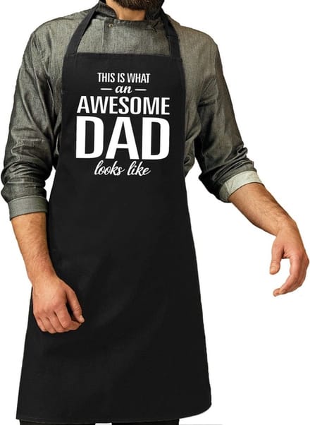 Awesome dad bbq/keuken schort heren -  One size - Zwart