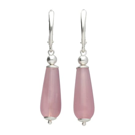 Bela Donaco - Oorbellen Classic – roze Chalcedoon – Sterling Zilver