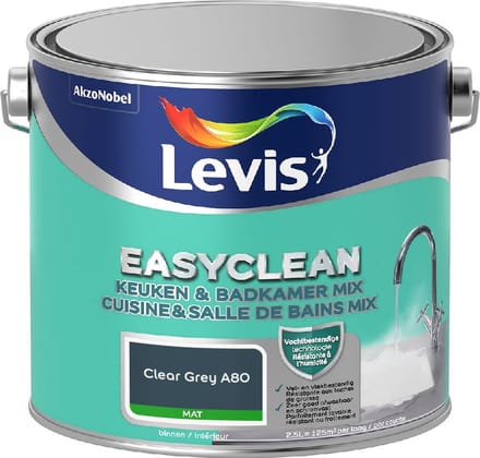 Levis - Easyclean Keuken & Badkamer Mix - Clear Grey A80 - Mengverf - 2,5 L