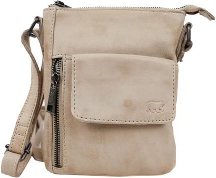 Bear Design Davide Kleine Leren Crossbodytas / Schoudertas Dames - Leer - Feather Beige