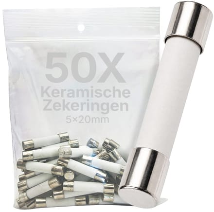 VLTG Keramische Zekering - 5x20mm - 8A - Traag (T) - 250V AC - 50 stuks