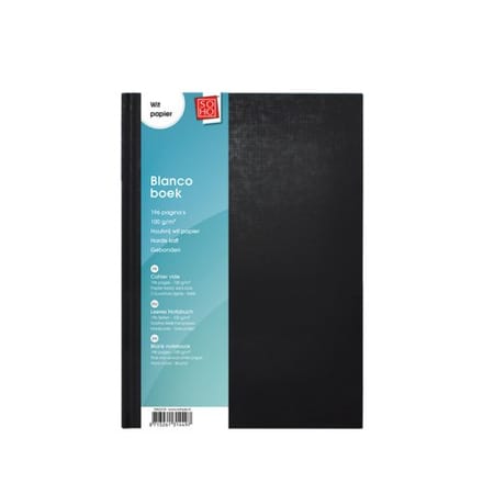SOHO Dummyboek Blanco – Collegeblok – Harde kaft – 196 pagina’s – Draadgebonden – A5 formaat – Blanco