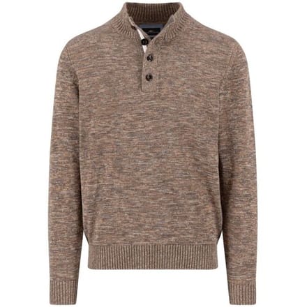 Fynch Hatton Buttoned Troyer trui bruin gemeleerd