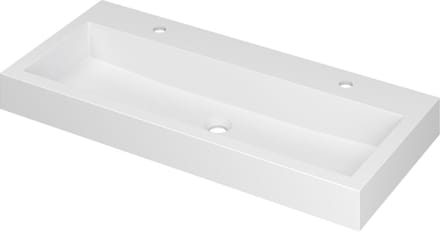 INK Momento wastafel polystone met 2 kraangaten 100 x 9 x 45 cm, mat wit