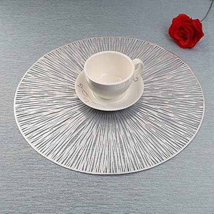 Placemats - Rond - 38 cm - 4 stuks - Onderlegger - Hitte bestendig - Zilver - Luxe uitstraling - Open gewerkt