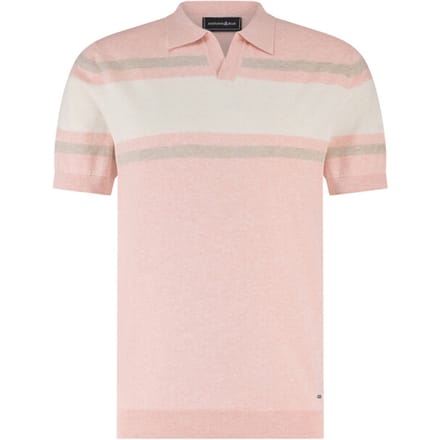 Roze gestreepte polo Scotland Blue Avan knitted v-hals