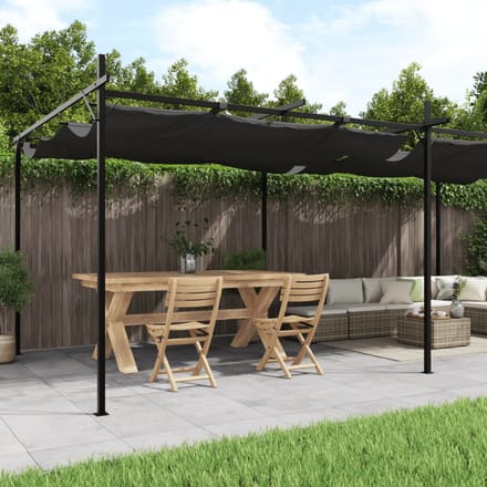 vidaXL - Pergola - met - uitschuifbaar - dak - 589x292x230 - antracietkleurig