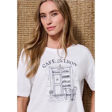 Shirt met ronde hals en opdruk aan de voorkant