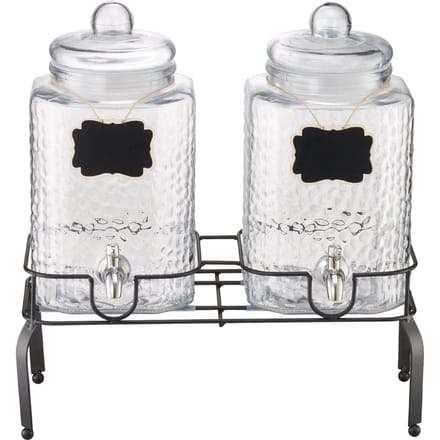Drankdispenser 5,5L Drankdispenser voor Feesten Glas met Standaard 2 STuks