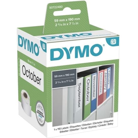 DYMO originele LabelWriter labels voor ordners | 59 mm x 190 mm | 110 zelfklevende etiketten | Geschikt voor de LabelWriter labelprinters | gemaakt in Europa