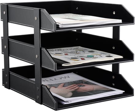 Leren briefhouder A4 met 3 lades voor bureau