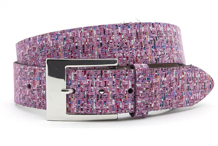 Dames riem roze - Leren jeans riem 4cm - Tweed - Leer - Jeans riem - Casual - Maat 95