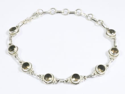 Fijne zilveren armband met rookkwarts