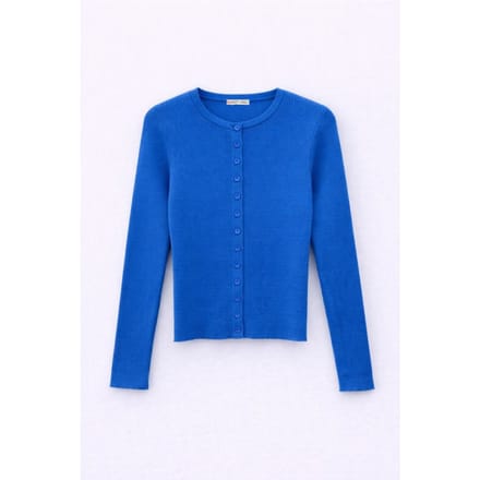 Geknoopte Slim Fit Ribbelgebreide Cardigan