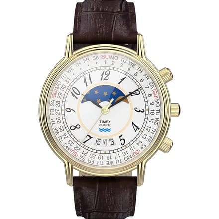 Timex Moon Phase TW2Y99000 Horloge - Leer - Bruin - Ø 37 mm