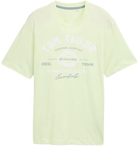 Tom Tailor - T-shirt met logoprint - Maat M - lime cream green