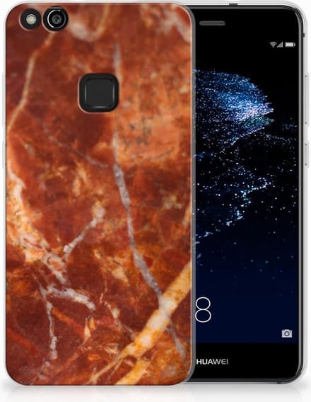 Huawei P10 Lite TPU Siliconen Hoesje Marmer Bruin
