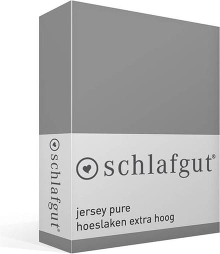 Schlafgut Jersey Pure hoeslaken extra hoog - Tweepersoons - Grey Mid
