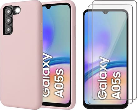 Hoesje geschikt voor Samsung Galaxy A05s - 2x Screenprotector Glas - Mat Back Case Roze