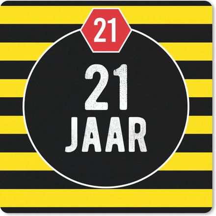 Muismat 20x20 cm - Mousepad Feest - 21 jaar - Decoratie - Muismatten