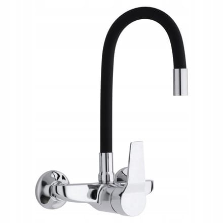 Wandkraan Keuken Zwart Flexibele Uitloop 50cm | Yoka Home ELFO