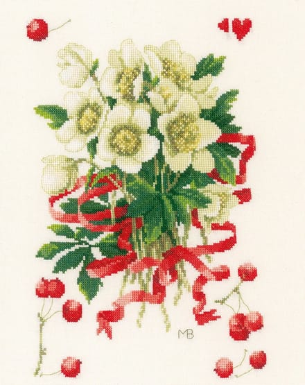 Borduurpakket Helleborus met bessen - Marjolein Bastin (Lanarte)