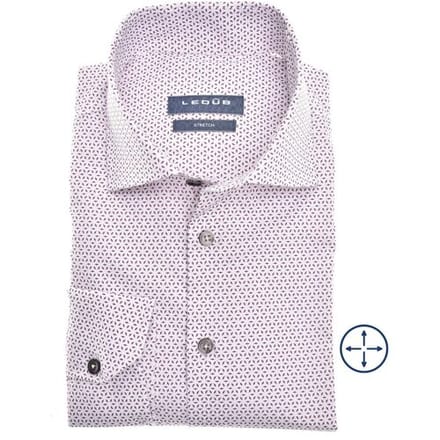 Ledûb Overhemd Fine Fantasy Pattern Subtle Cotton Stretch Donker Rood / male