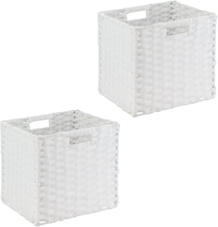 opbergmand badkamer - set van 2 - 31x32x30 cm - speelgoed - kunststof - wit