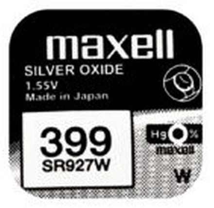 MAXELL 399 / SR927W zilveroxide knoopcel horlogebatterij 2 (twee) stuks