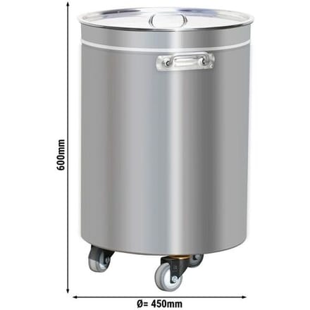 GGM Gastro Abfallbehälter mit Deckel, Rollen & Griffen - 100L - Edelstahl Zilver