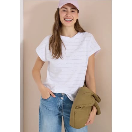 Shirt met boothals en textuur