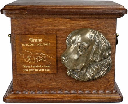 Gepersonaliseerde urn voor hondenas met bas-reliëf - Golden Retriever
