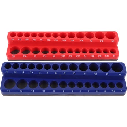 Organisateur de douilles magnétique 14 pouces Porte-douilles métriques et SAE Plateau organisateur de douilles portable pour red