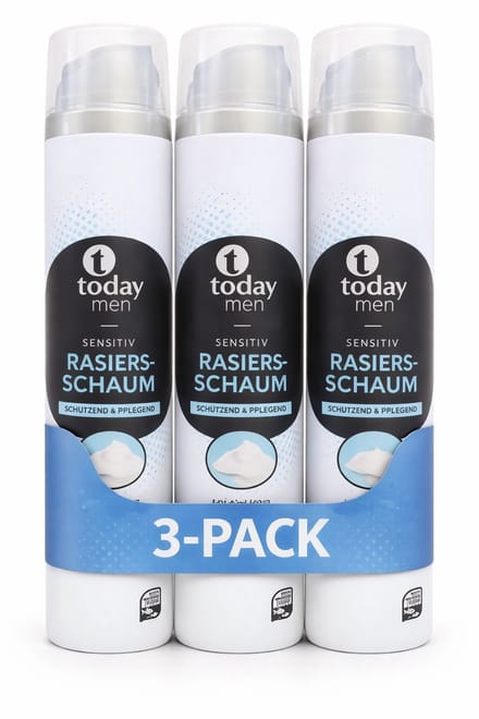 Today Men Scheerschuim Sensitive Aloe Vera – 3-Pack (3 × 300 ml)