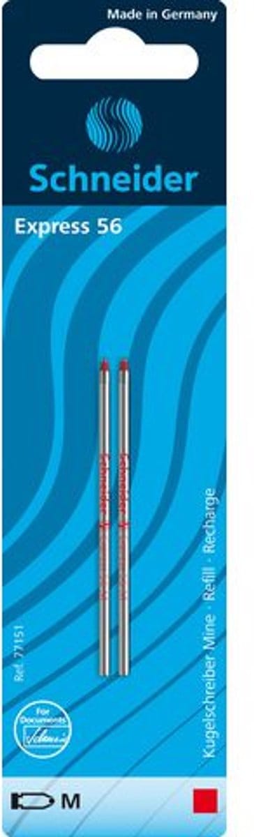 Schneider balpenvulling - Express 56 - penpunt M - rood - blister a 2 stuks - S-77151