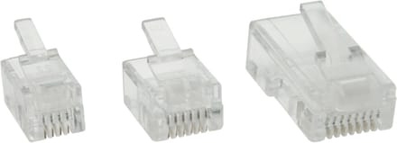 RJ11 krimp connectoren (6P4C) voor platte telefoonkabel - 100 stuks / transparant