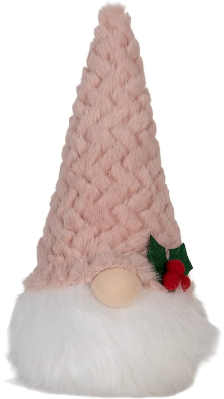 Clayre & Eef Kerstdecoratie met LED-verlichting Kabouter LED 10x10x25 cm / 3xAA Roze Wit Synthetisch