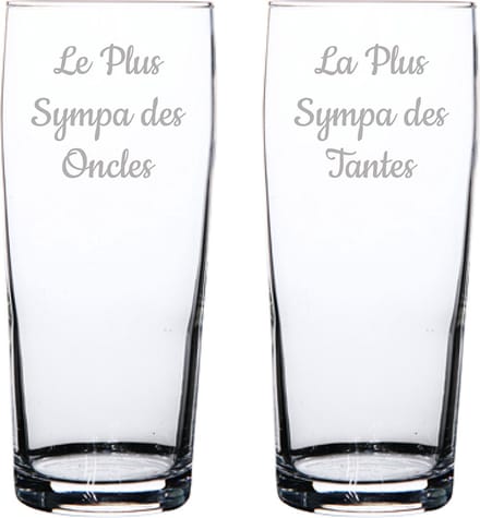 Bierfluitje gegraveerd - 19cl - Le Plus Sympa des Oncles & La Plus Sympa des Tantes