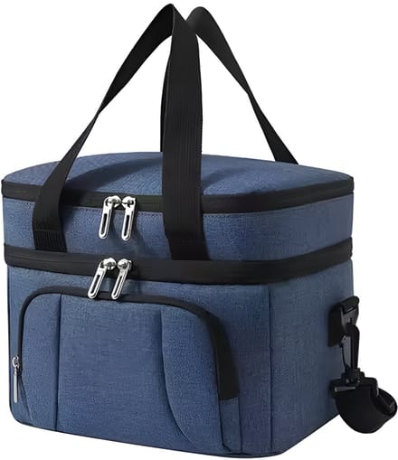 CarryQuest® - Geïsoleerde Lunchtas - dubbel compartiment - 8 uur isolatie - marineblauw