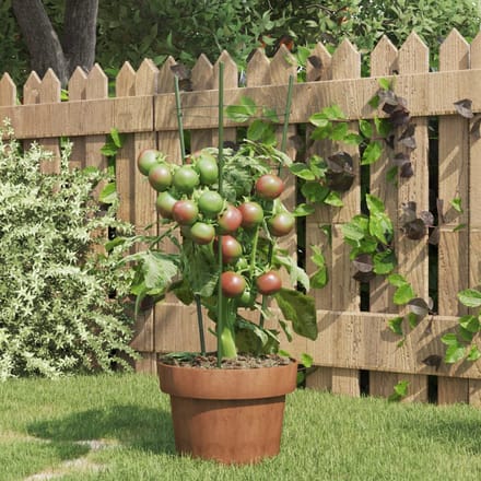 vidaXL - Plantensteunen - 5 - st - met - 3 - ringen - 45 - cm - staal - groen