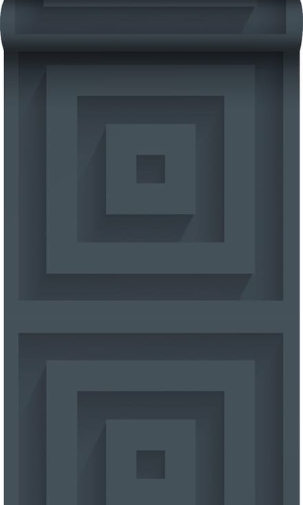 Origin Wallcoverings behang 3d vierkanten donkerblauw - 50 x 900 cm - 347975