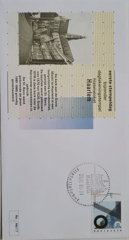 Envelop Haarlem St. Bavo kerk Grote Markt - eerste stempeldag 1986