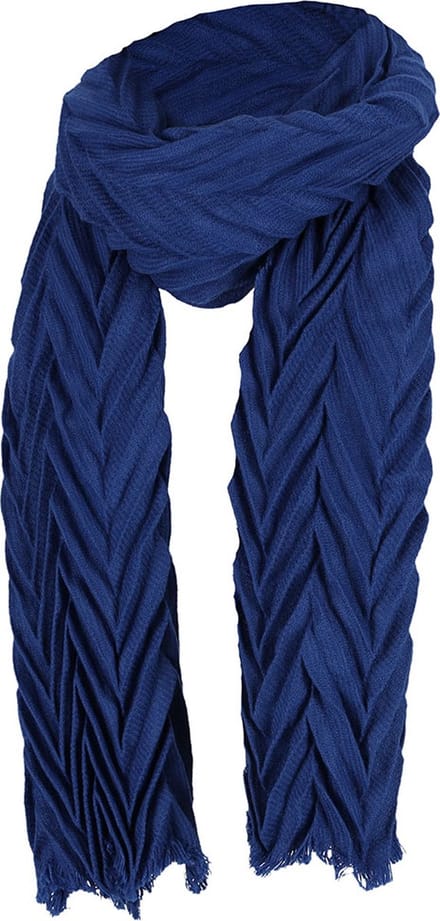 Sarlini Langwerpige Woven Plisse Sjaal Kobalt Blauw