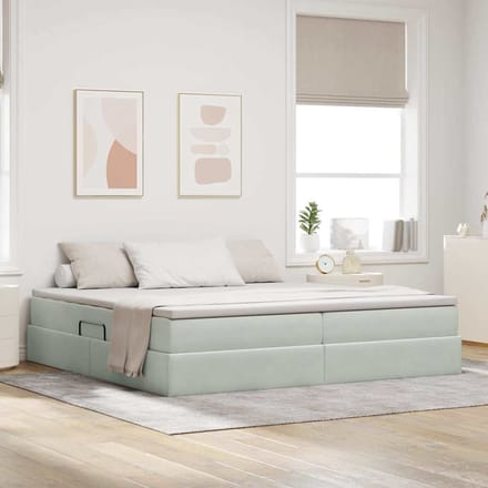 vidaXL - Opbergbed - met - matras - met - opslag - Lichtgrijs - 200 - x - 200 - cm - Fluweel