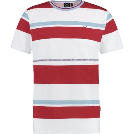 Kultivate T-shirt Ronde Hals Streep Wit/Rood/Blauw  S